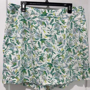 ELLEN TRACY FLORAL LINEN SKORT